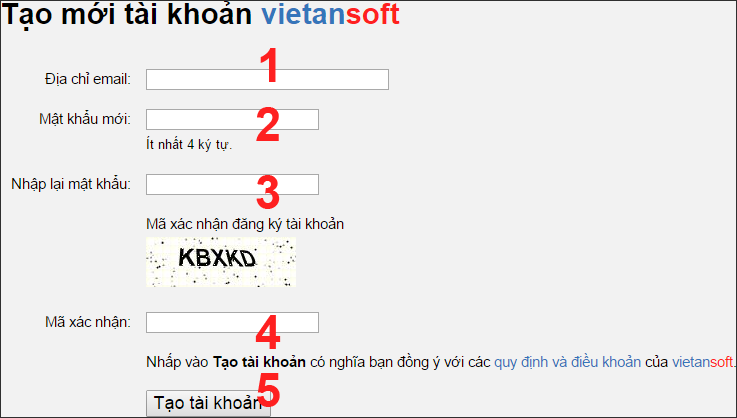 Tạo tài khoản vietansoft